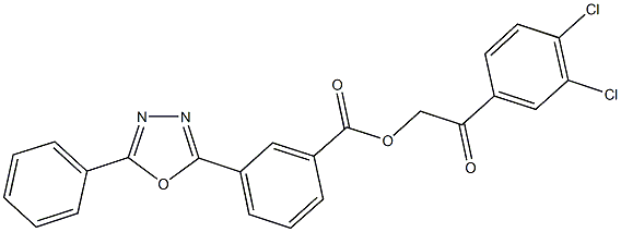 2-(3,4-dichlorophenyl)-2-oxoethyl 3-(5-phenyl-1,3,4-oxadiazol-2-yl)benzoate 结构式