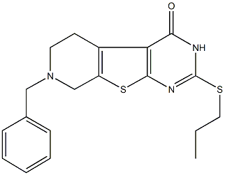 7-benzyl-2-(propylsulfanyl)-5,6,7,8-tetrahydropyrido[4',3':4,5]thieno[2,3-d]pyrimidin-4(3H)-one 结构式