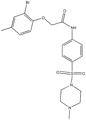 2-(2-bromo-4-methylphenoxy)-N-{4-[(4-methyl-1-piperazinyl)sulfonyl]phenyl}acetamide 结构式