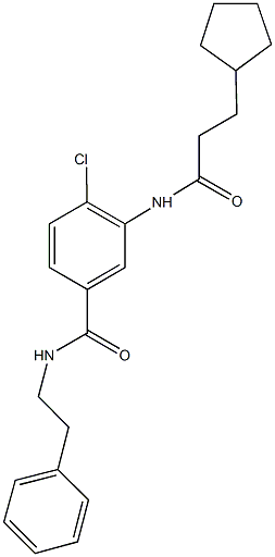 4-chloro-3-[(3-cyclopentylpropanoyl)amino]-N-(2-phenylethyl)benzamide 结构式