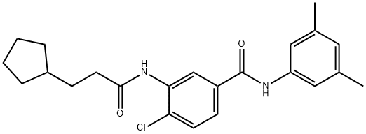 4-chloro-3-[(3-cyclopentylpropanoyl)amino]-N-(3,5-dimethylphenyl)benzamide 结构式