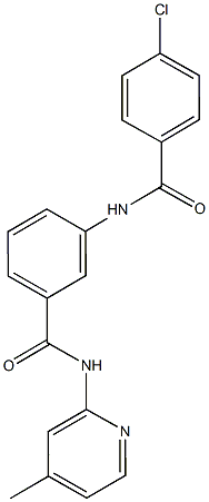 3-[(4-chlorobenzoyl)amino]-N-(4-methyl-2-pyridinyl)benzamide 结构式