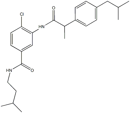 4-chloro-3-{[2-(4-isobutylphenyl)propanoyl]amino}-N-isopentylbenzamide 结构式