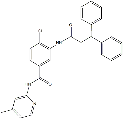 4-chloro-3-[(3,3-diphenylpropanoyl)amino]-N-(4-methyl-2-pyridinyl)benzamide 结构式