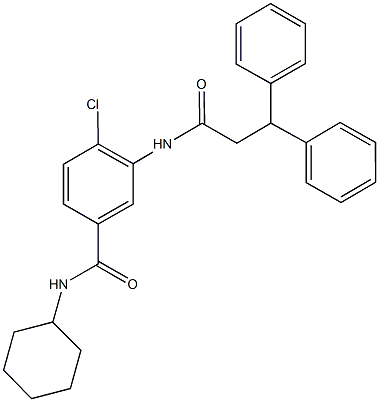4-chloro-N-cyclohexyl-3-[(3,3-diphenylpropanoyl)amino]benzamide 结构式