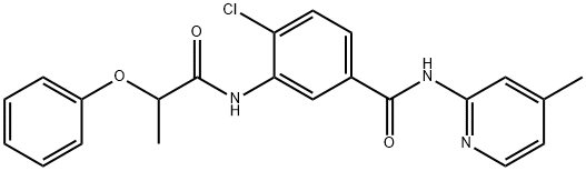 4-chloro-N-(4-methyl-2-pyridinyl)-3-[(2-phenoxypropanoyl)amino]benzamide 结构式