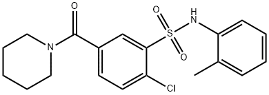 2-chloro-N-(2-methylphenyl)-5-(1-piperidinylcarbonyl)benzenesulfonamide 结构式
