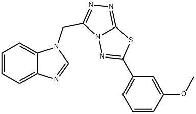 3-[3-(1H-benzimidazol-1-ylmethyl)[1,2,4]triazolo[3,4-b][1,3,4]thiadiazol-6-yl]phenyl methyl ether 结构式