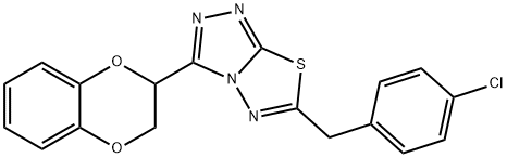 6-(4-chlorobenzyl)-3-(2,3-dihydro-1,4-benzodioxin-2-yl)[1,2,4]triazolo[3,4-b][1,3,4]thiadiazole 结构式