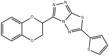 3-(2,3-dihydro-1,4-benzodioxin-2-yl)-6-(2-thienyl)[1,2,4]triazolo[3,4-b][1,3,4]thiadiazole 结构式
