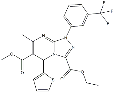 3-ethyl 6-methyl 7-methyl-5-(2-thienyl)-1-[3-(trifluoromethyl)phenyl]-1,5-dihydro[1,2,4]triazolo[4,3-a]pyrimidine-3,6-dicarboxylate 结构式