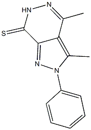 3,4-dimethyl-2-phenyl-2,6-dihydro-7H-pyrazolo[3,4-d]pyridazine-7-thione 结构式