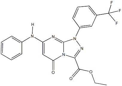 ethyl 7-anilino-5-oxo-1-[3-(trifluoromethyl)phenyl]-1,5-dihydro[1,2,4]triazolo[4,3-a]pyrimidine-3-carboxylate 结构式