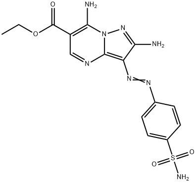 ethyl 2,7-diamino-3-{[4-(aminosulfonyl)phenyl]diazenyl}pyrazolo[1,5-a]pyrimidine-6-carboxylate 结构式