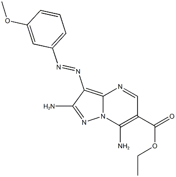 ethyl 2,7-diamino-3-[(3-methoxyphenyl)diazenyl]pyrazolo[1,5-a]pyrimidine-6-carboxylate 结构式