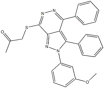 1-{[2-(3-methoxyphenyl)-3,4-diphenyl-2H-pyrazolo[3,4-d]pyridazin-7-yl]sulfanyl}acetone 结构式