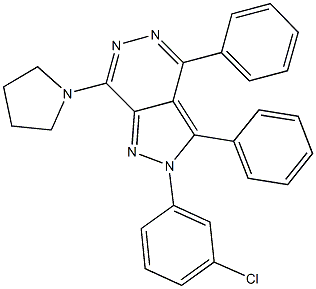 2-(3-chlorophenyl)-3,4-diphenyl-7-(1-pyrrolidinyl)-2H-pyrazolo[3,4-d]pyridazine 结构式