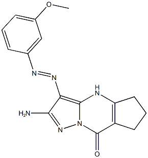 2-amino-3-[(3-methoxyphenyl)diazenyl]-4,5,6,7-tetrahydro-8H-cyclopenta[d]pyrazolo[1,5-a]pyrimidin-8-one 结构式