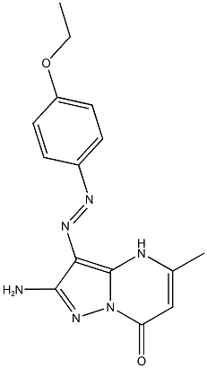 2-amino-3-[(4-ethoxyphenyl)diazenyl]-5-methylpyrazolo[1,5-a]pyrimidin-7(4H)-one 结构式