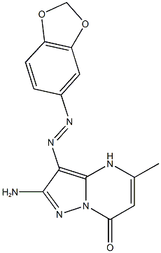 2-amino-3-(1,3-benzodioxol-5-yldiazenyl)-5-methylpyrazolo[1,5-a]pyrimidin-7(4H)-one 结构式