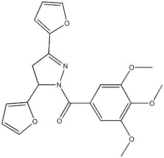 3,5-di(2-furyl)-1-(3,4,5-trimethoxybenzoyl)-4,5-dihydro-1H-pyrazole 结构式