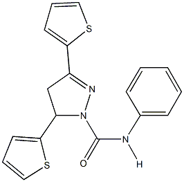 N-phenyl-3,5-di(2-thienyl)-4,5-dihydro-1H-pyrazole-1-carboxamide 结构式