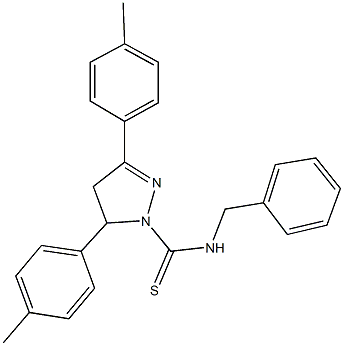 N-benzyl-3,5-bis(4-methylphenyl)-4,5-dihydro-1H-pyrazole-1-carbothioamide 结构式