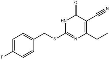 4-ethyl-2-[(4-fluorobenzyl)sulfanyl]-6-oxo-1,6-dihydro-5-pyrimidinecarbonitrile 结构式