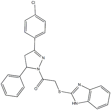 1H-benzimidazol-2-yl 2-[3-(4-chlorophenyl)-5-phenyl-4,5-dihydro-1H-pyrazol-1-yl]-2-oxoethyl sulfide 结构式