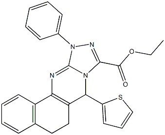 ethyl 11-phenyl-7-(2-thienyl)-5,6,7,11-tetrahydrobenzo[h][1,2,4]triazolo[3,4-b]quinazoline-9-carboxylate 结构式
