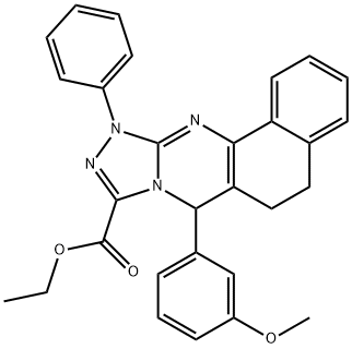 ethyl 7-(3-methoxyphenyl)-11-phenyl-5,6,7,11-tetrahydrobenzo[h][1,2,4]triazolo[3,4-b]quinazoline-9-carboxylate 结构式