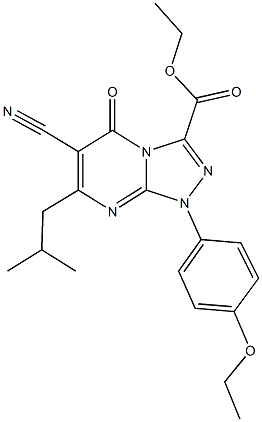 ethyl 6-cyano-1-(4-ethoxyphenyl)-7-isobutyl-5-oxo-1,5-dihydro[1,2,4]triazolo[4,3-a]pyrimidine-3-carboxylate 结构式