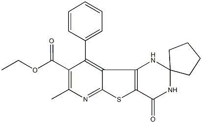 ethyl 7'-methyl-4'-oxo-9'-phenyl-1',2',3',4'-tetrahydrospiro(cyclopentane-1,2'-pyrido[3',2':4,5]thieno[3,2-d]pyrimidine)-8'-carboxylate 结构式