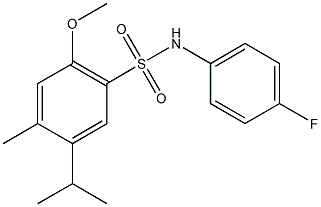 N-(4-fluorophenyl)-5-isopropyl-2-methoxy-4-methylbenzenesulfonamide 结构式