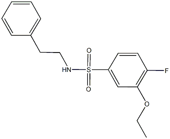 3-ethoxy-4-fluoro-N-(2-phenylethyl)benzenesulfonamide 结构式