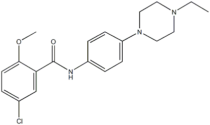 5-chloro-N-[4-(4-ethyl-1-piperazinyl)phenyl]-2-methoxybenzamide 结构式