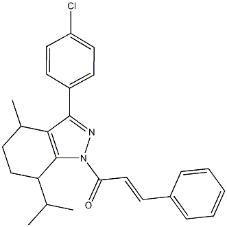 3-(4-chlorophenyl)-1-cinnamoyl-7-isopropyl-4-methyl-4,5,6,7-tetrahydro-1H-indazole 结构式