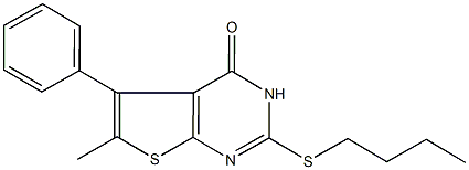 2-(butylsulfanyl)-6-methyl-5-phenylthieno[2,3-d]pyrimidin-4(3H)-one 结构式