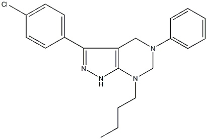7-butyl-3-(4-chlorophenyl)-5-phenyl-4,5,6,7-tetrahydro-1H-pyrazolo[3,4-d]pyrimidine 结构式