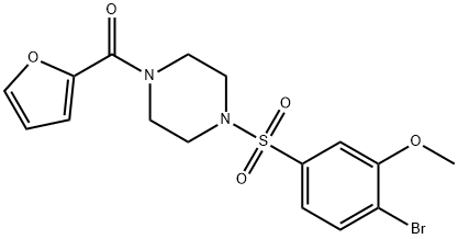 2-bromo-5-{[4-(2-furoyl)-1-piperazinyl]sulfonyl}phenyl methyl ether 结构式