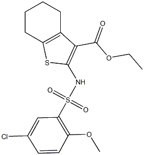 ethyl 2-{[(5-chloro-2-methoxyphenyl)sulfonyl]amino}-4,5,6,7-tetrahydro-1-benzothiophene-3-carboxylate 结构式