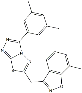 3-{[3-(3,5-dimethylphenyl)[1,2,4]triazolo[3,4-b][1,3,4]thiadiazol-6-yl]methyl}-7-methyl-1,2-benzisoxazole 结构式