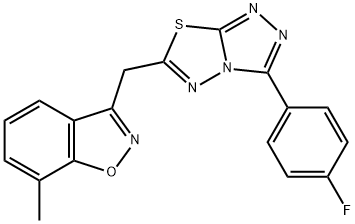3-{[3-(4-fluorophenyl)[1,2,4]triazolo[3,4-b][1,3,4]thiadiazol-6-yl]methyl}-7-methyl-1,2-benzisoxazole 结构式