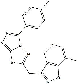 7-methyl-3-{[3-(4-methylphenyl)[1,2,4]triazolo[3,4-b][1,3,4]thiadiazol-6-yl]methyl}-1,2-benzisoxazole 结构式