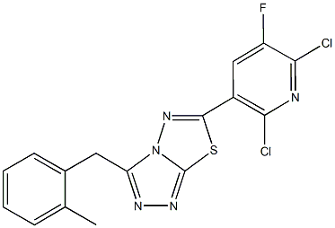 6-(2,6-dichloro-5-fluoro-3-pyridinyl)-3-(2-methylbenzyl)[1,2,4]triazolo[3,4-b][1,3,4]thiadiazole 结构式