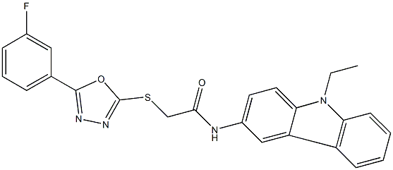 N-(9-ethyl-9H-carbazol-3-yl)-2-{[5-(3-fluorophenyl)-1,3,4-oxadiazol-2-yl]sulfanyl}acetamide 结构式