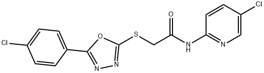 2-{[5-(4-chlorophenyl)-1,3,4-oxadiazol-2-yl]sulfanyl}-N-(5-chloro-2-pyridinyl)acetamide 结构式