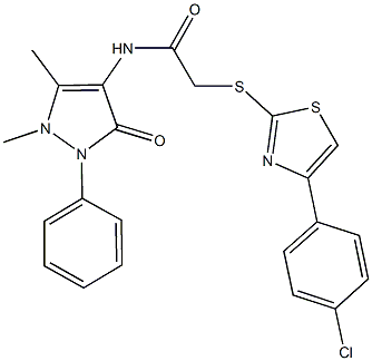 2-{[4-(4-chlorophenyl)-1,3-thiazol-2-yl]sulfanyl}-N-(1,5-dimethyl-3-oxo-2-phenyl-2,3-dihydro-1H-pyrazol-4-yl)acetamide 结构式