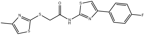N-[4-(4-fluorophenyl)-1,3-thiazol-2-yl]-2-[(4-methyl-1,3-thiazol-2-yl)sulfanyl]acetamide 结构式