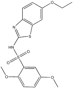 N-(6-ethoxy-1,3-benzothiazol-2-yl)-2,5-dimethoxybenzenesulfonamide 结构式